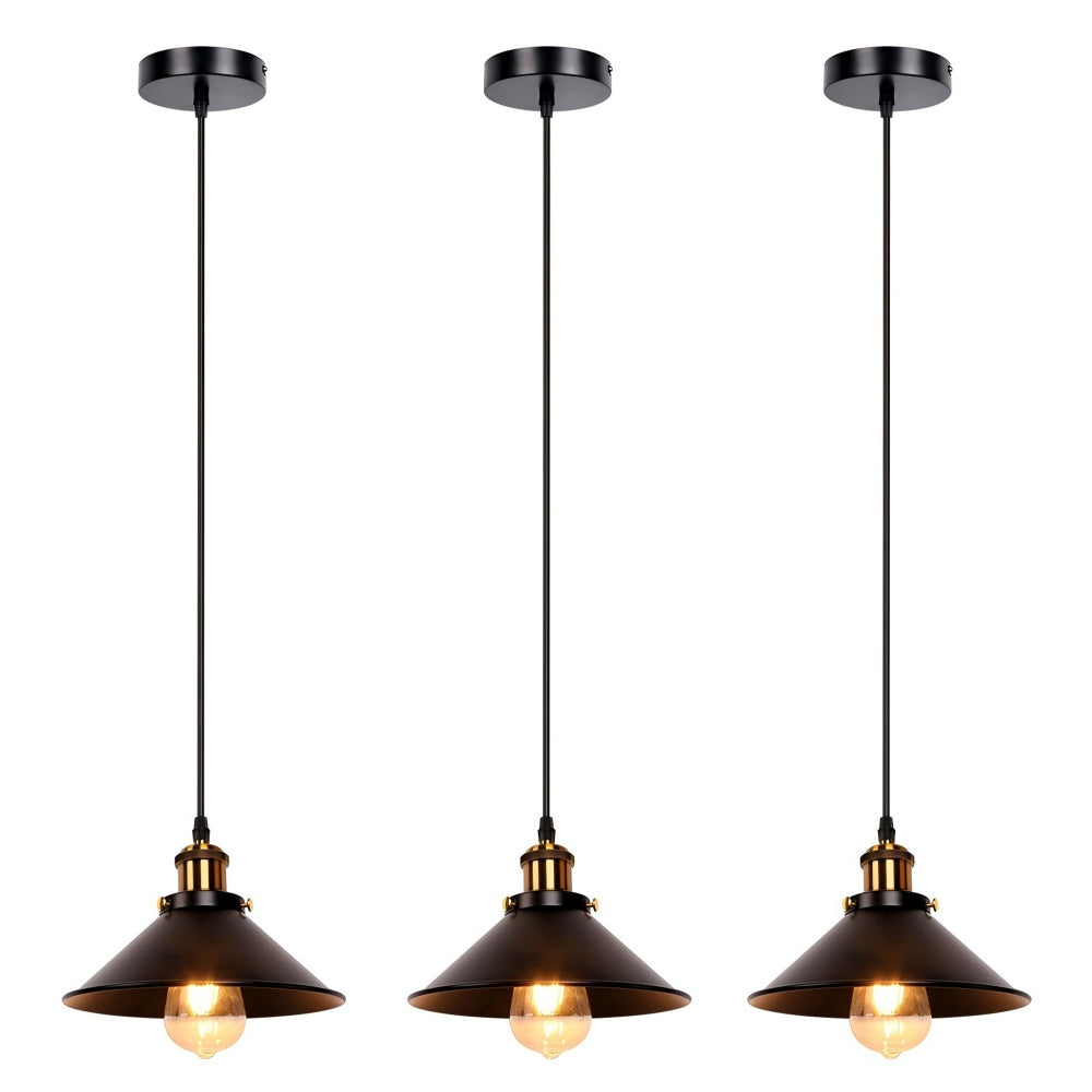Newrays 3 Pack Industrial Black Pendant Light
