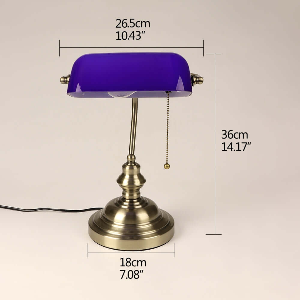 Verda Vitra Bankista Skribtabla Lampo kun Tirĉena Ŝaltilo Konektilo, Satena Latuna Fino