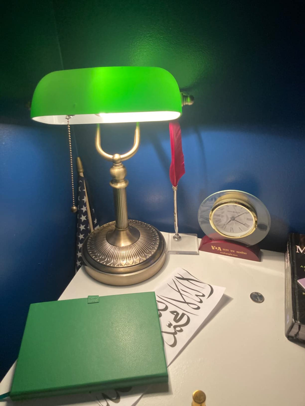 Newrays Green Glass Banker Lamp