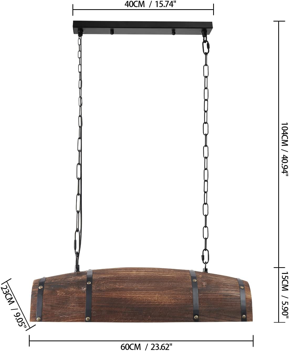 Newrays Antique Wood Wine Barrel pendant Lights for Kitchen Bar