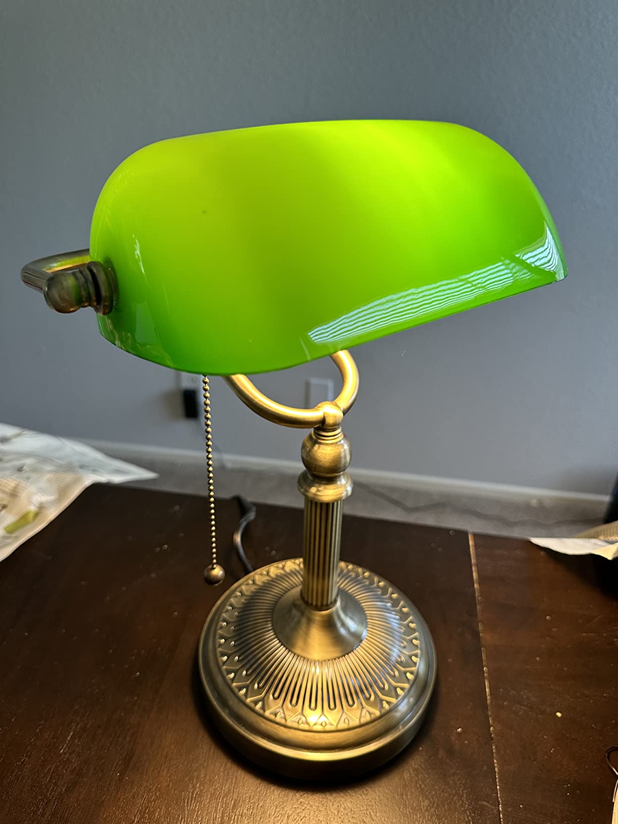 Newrays Green Glass Banker Lamp