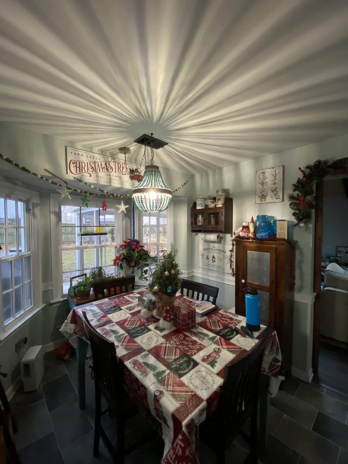 Ligna Bida Lustro Pendanta antikva Blua Finirado, Enŝovu