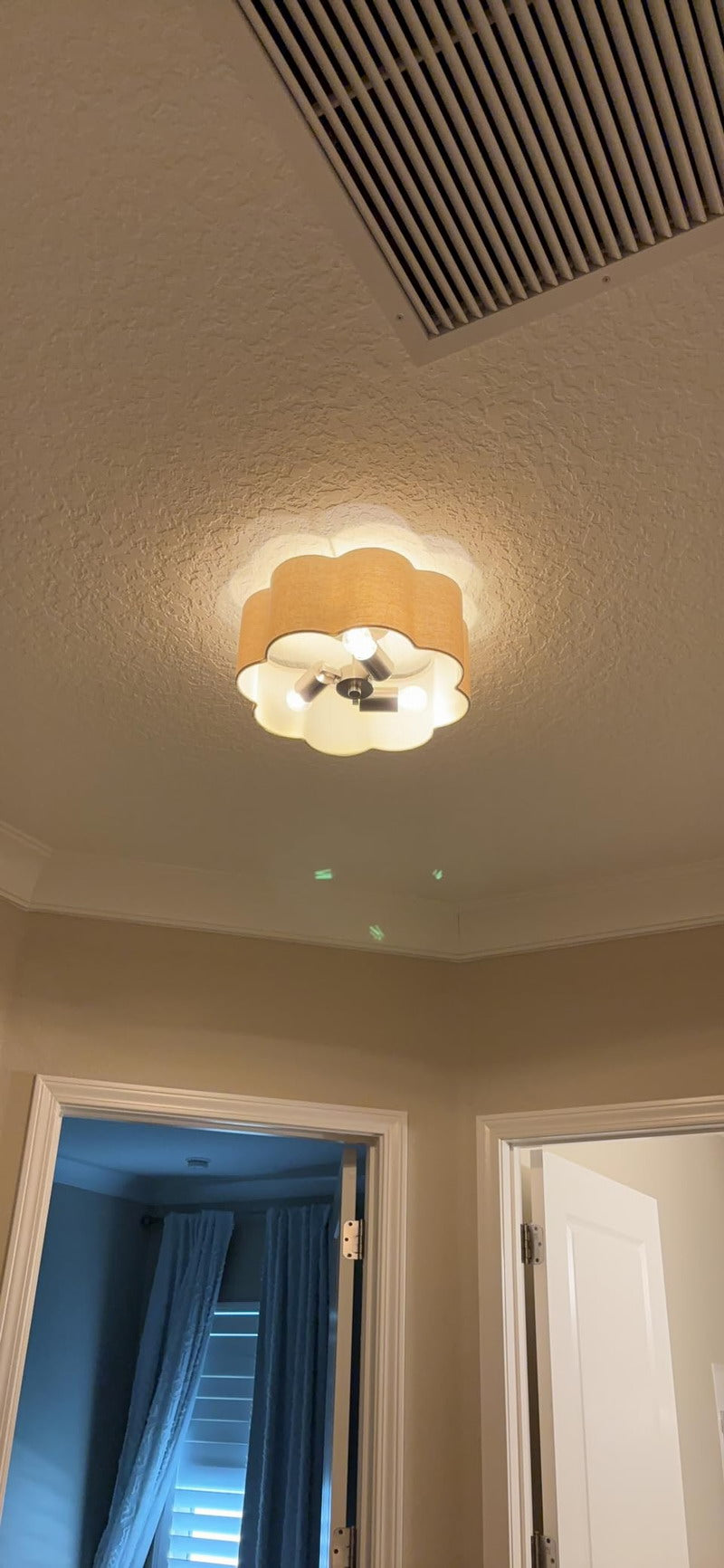 3-Lights Linen Fabric Shade Semi Flush Mount Ceiling Light Fixture