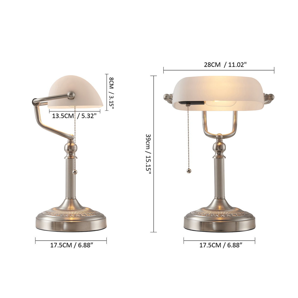 Matted Blanka Vitra Bankisto-Lampo kun Tirĉena Ŝaltilo Konektilo, Sabla Nikela Bazo