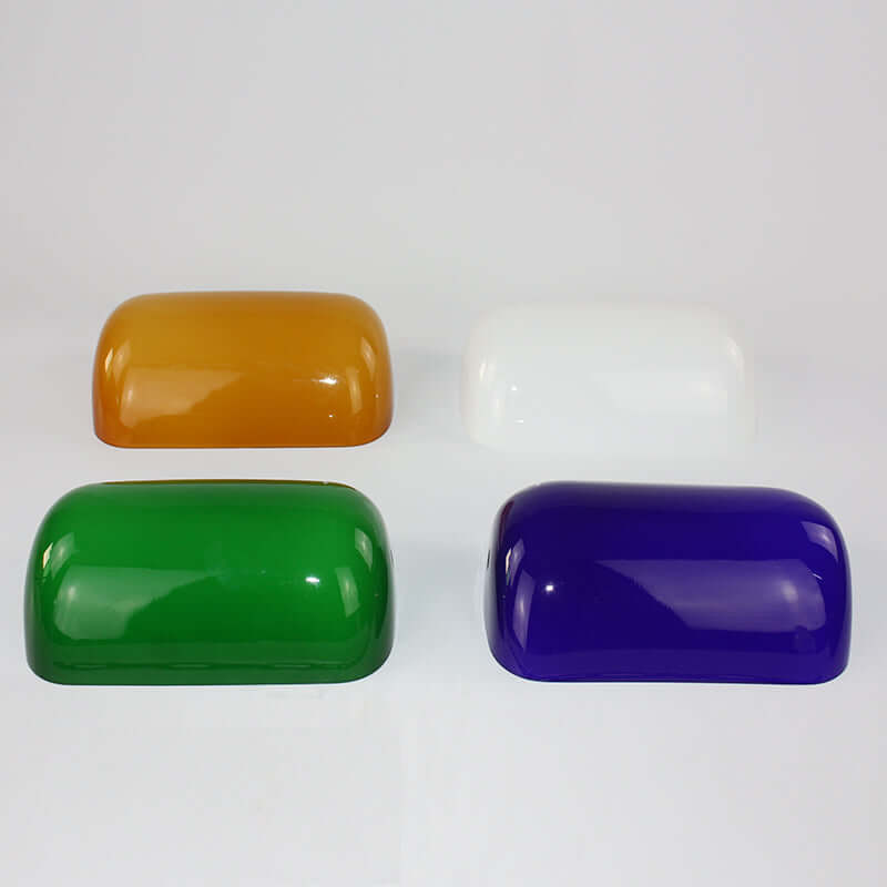 Blue Glass Bankers Lamp Shade Replacement Cover,L8.85" W5.11"/L22.5 W13cm in various colors including green, purple, orange, and white.