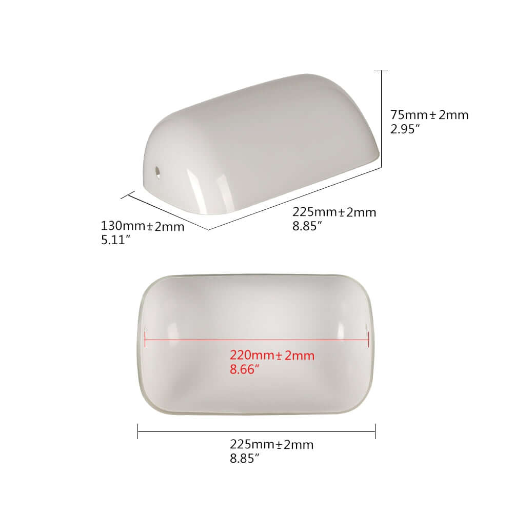 Milk White Glass Bankers Lamp Shade Replacement Cover L8.85" W5.11" / Length approx.22.5 cm,width 13cm dimensions.