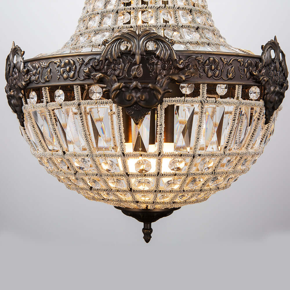 Vintage Royal Empire Style Big Led Crystal Chandelier E14/E12 showcasing intricate crystal design and elegant detailing.
