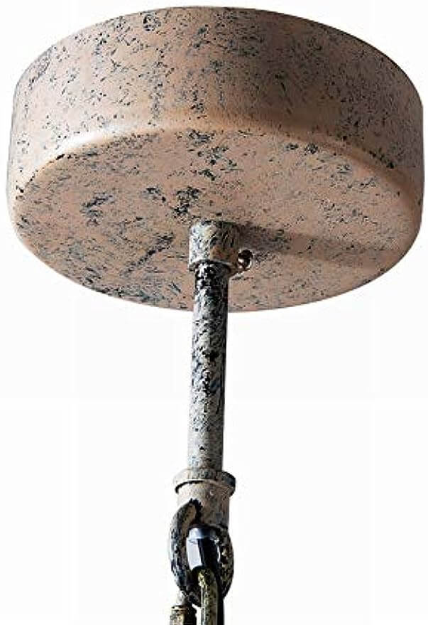Wood Bead Pendant Lamp Gray Blue 5 Lights Fixtures - close-up of rustic ceiling fixture detail.