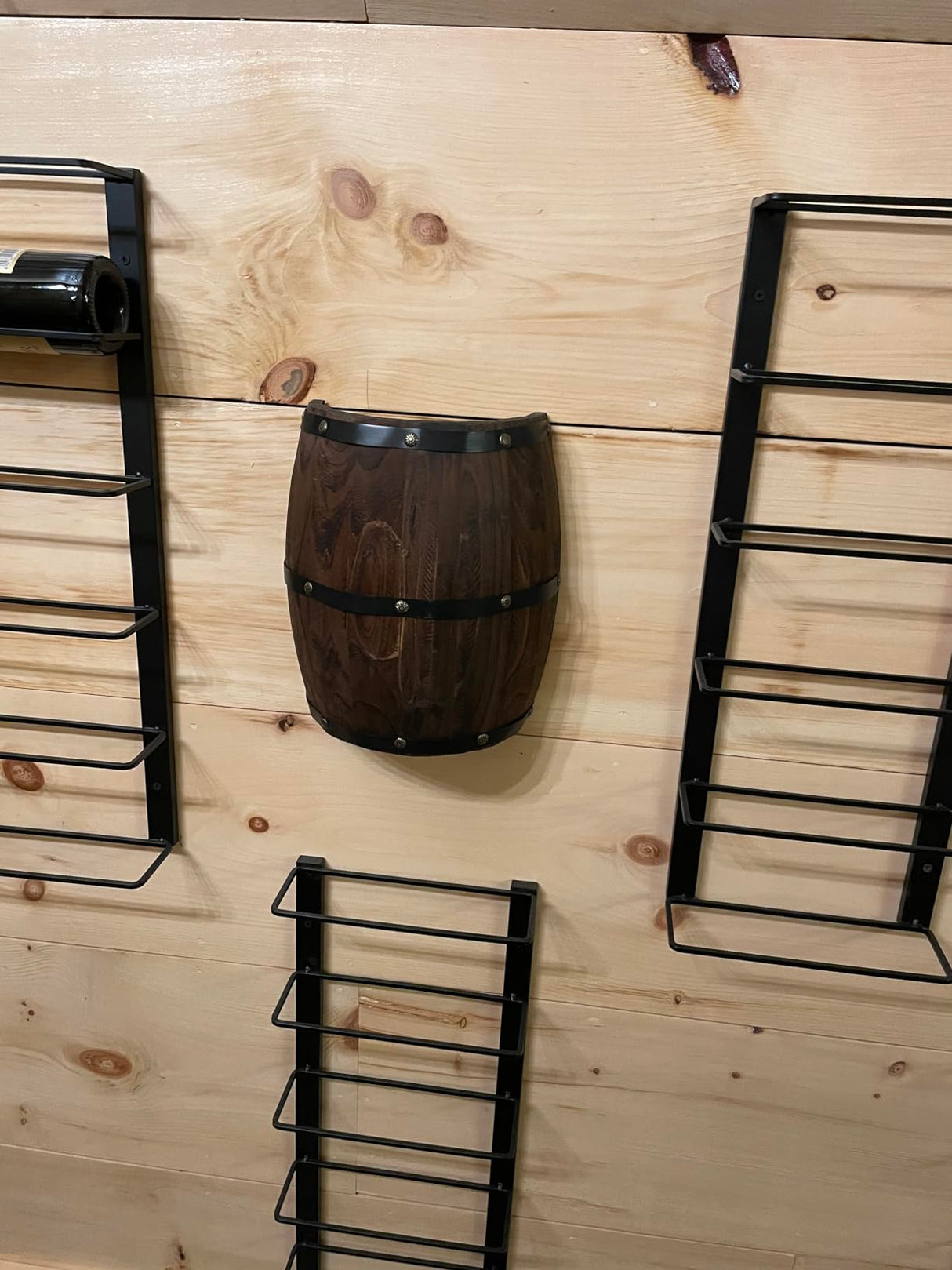 Wood Wine Barrel Wall Sconce,Hard Wired,2 Pack