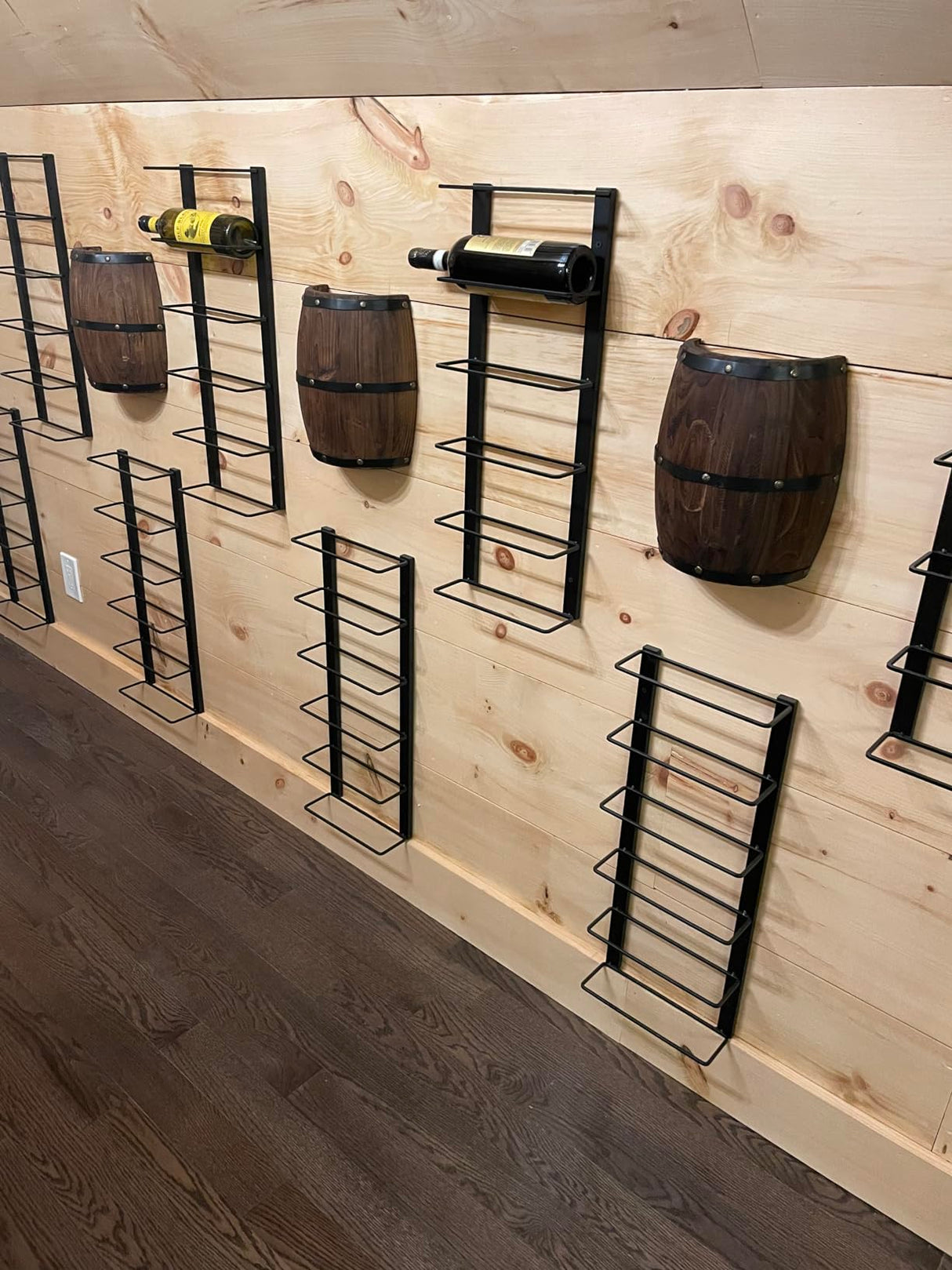 Wood Wine Barrel Wall Sconce,Hard Wired,2 Pack