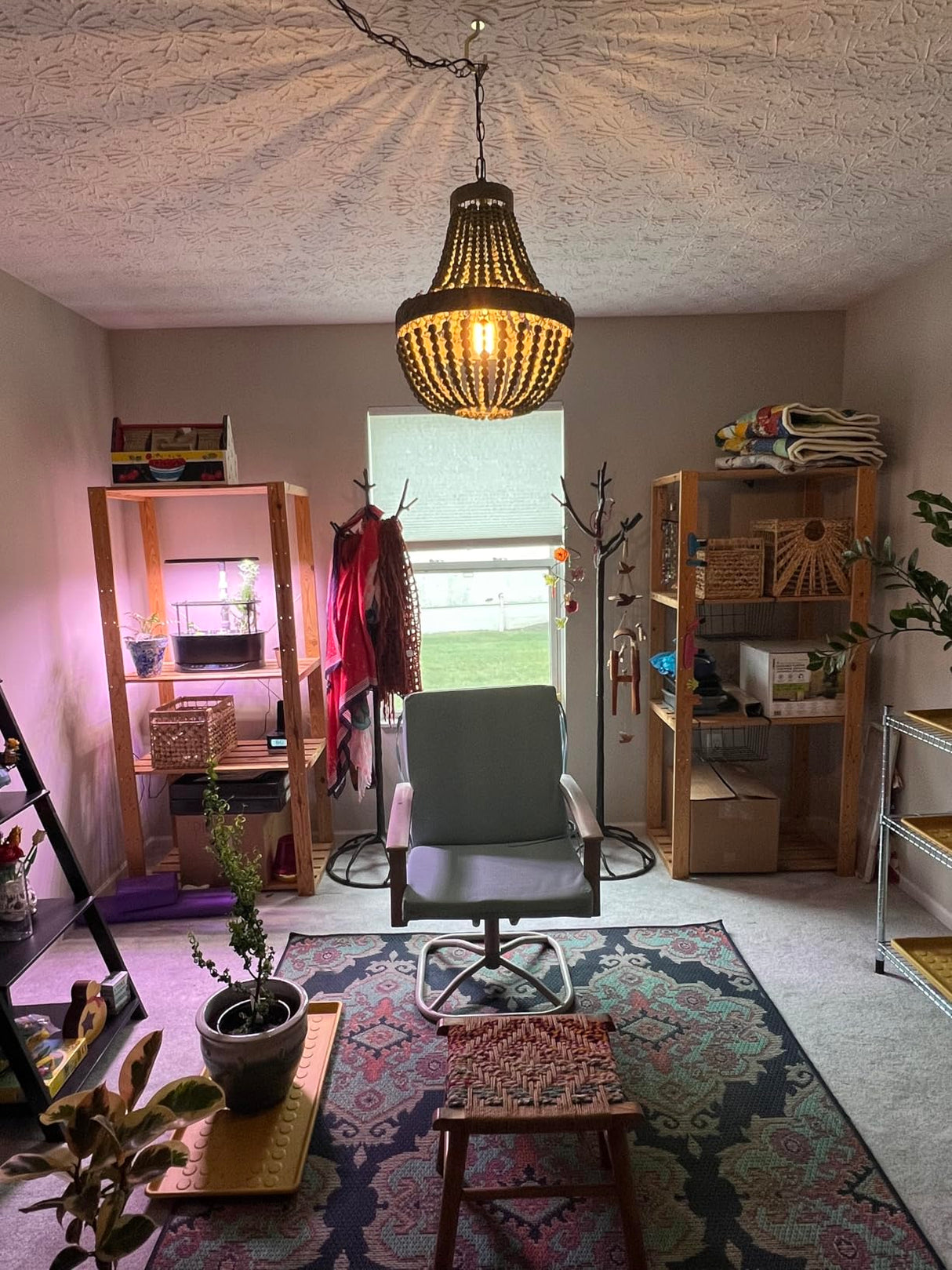 Ligna Bida Lustro Pendaj Lumoj Griza Blua Finirado