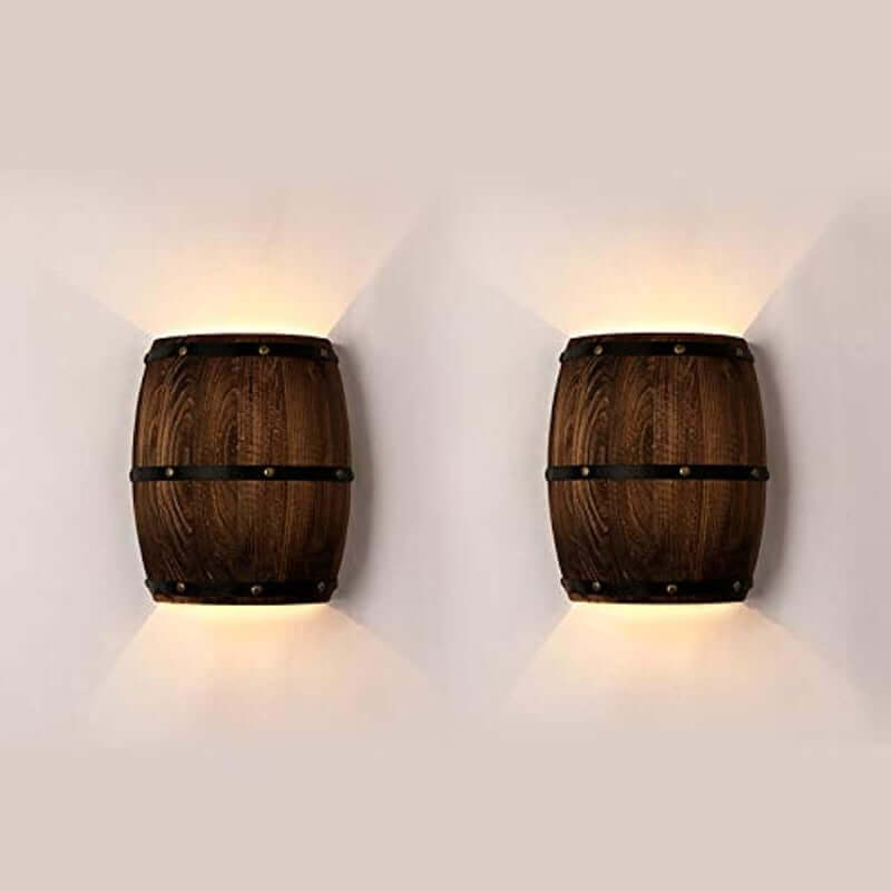 Wood Wine Barrel Wall Sconce,Hard Wired,2 Pack - stylish wall lighting for rustic decor.