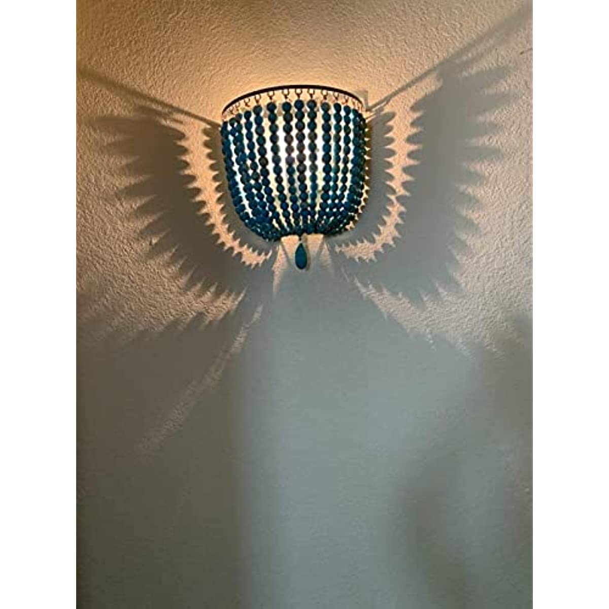 Newrays Wood Bead Wall Lamp with Hard Wired Grey Blue