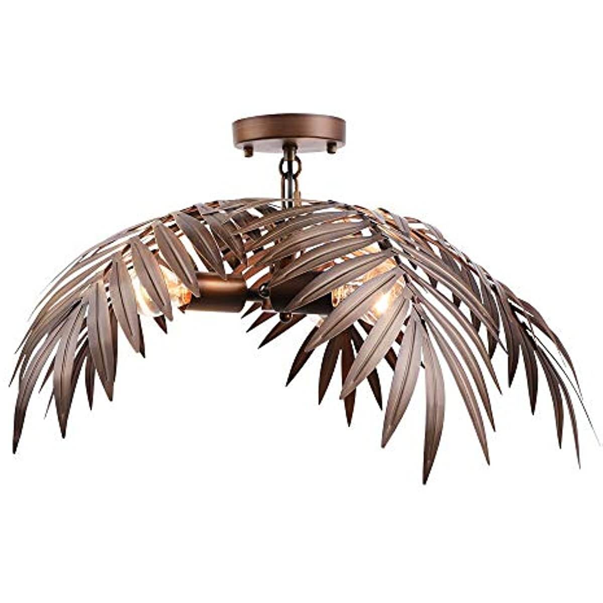 Tropical coconut ceiling light featuring bronze finish and leaf design, perfect for home decor.