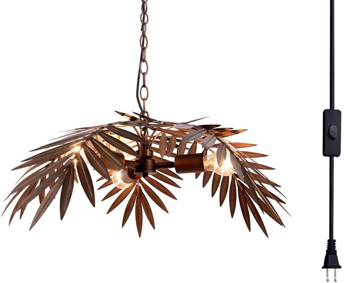 Tropical Coconut Leaves Pendant lamp Tree Lamps,Plug in design with elegant leaf motif and plug-in feature.