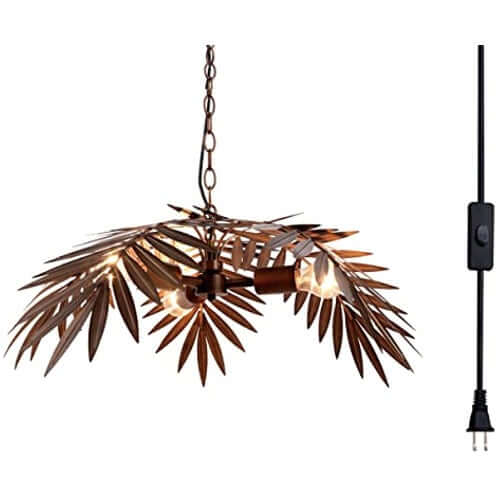 Tropical Coconut Leaves Pendant lamp Tree Lamps,Plug in hanging light with leaf design and plug-in cord.