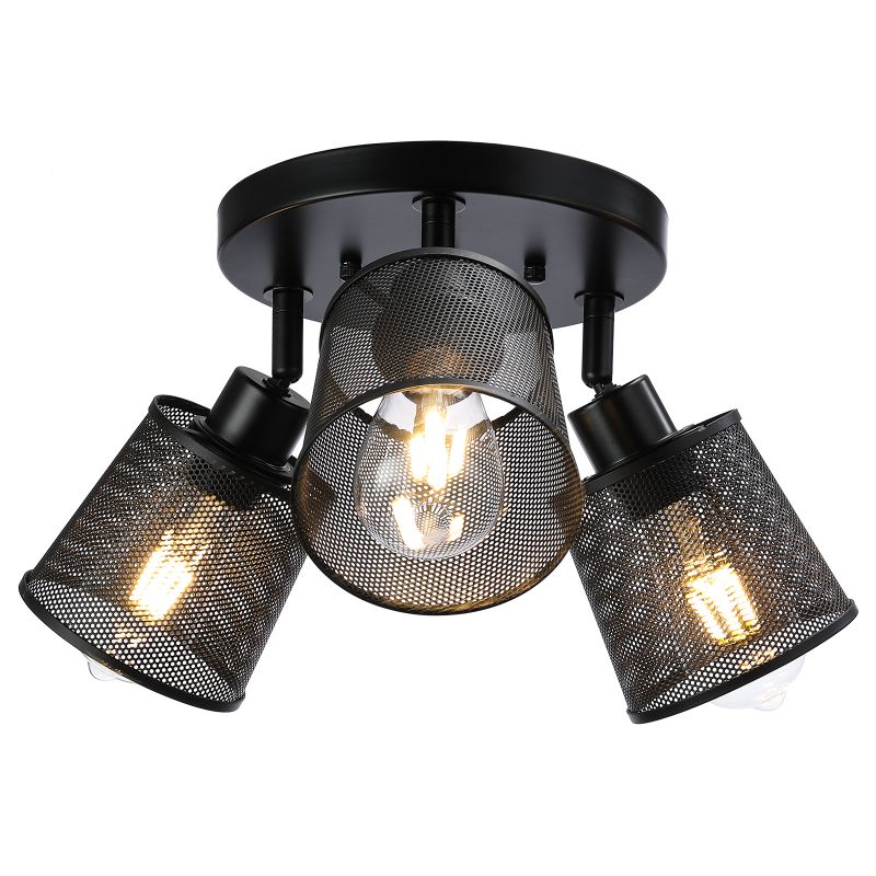 3-Light Industrial Iron Metal Mesh Ceiling Light