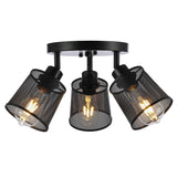 3-Light Industrial Iron Metal Mesh Ceiling Light