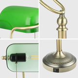 Green Glass Banker Lamp,USB Fast Charging Port