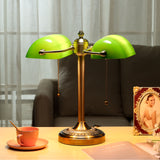 Newrays Green Glass Banker Lamp Double Shade