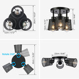 3-Light Industrial Iron Metal Mesh Ceiling Light