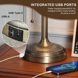 Green Glass Banker Lamp,USB Fast Charging Port