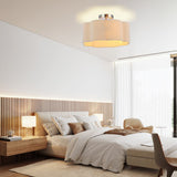 3-Lights Linen Fabric Shade Semi Flush Mount Ceiling Light Fixture