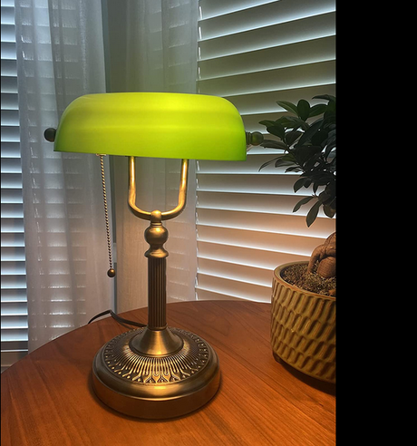 Newrays Green Glass Bankers Lampa Ombro Anstataŭiga Kovro, L8.85 W5.11