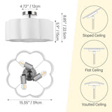 3-Lights White Fabric Shade Semi Flush Mount Ceiling Light Fixture dimensions and installation options