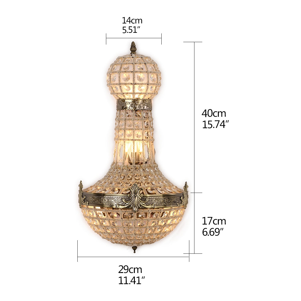 Vintage Royal Empire Style Led Crystal Wall Lamp Sconces