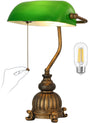 Newrays retro green glass desk lamp with LED bulb, vintage design, suitable for home or office use.