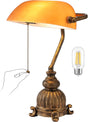 Newrays retro amber glass desk lamp with LED bulb, elegant vintage style perfect for office or home decor.