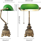Newrays retro green glass desk lamp with LED bulb, showcasing vintage style and elegant design.