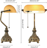 Newrays vintage amber glass desk lamp with measurements and elegant design, LED bulb included.