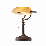 Matted Orange Glass Banker Desk Lamp