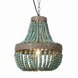 Wood Bead Chandelier Pendant Lights Gray Blue