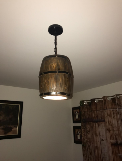 Wood Wine Barrel Pendant Lamp Unique Kitchen Bar Light H30