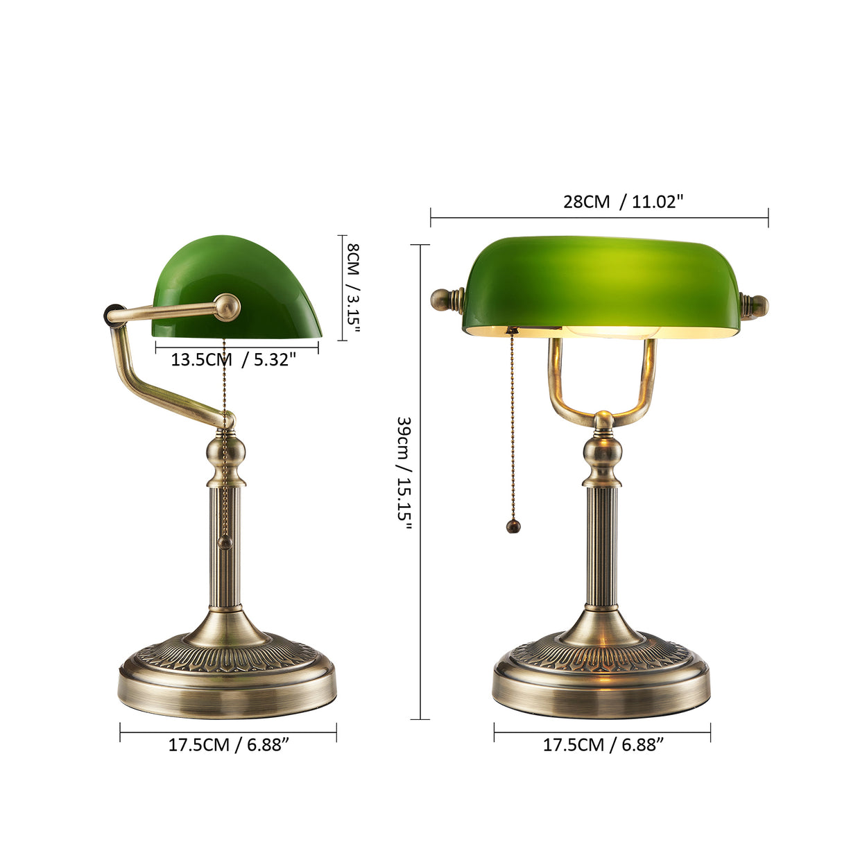 Newrays Green Glass Banker Lamp