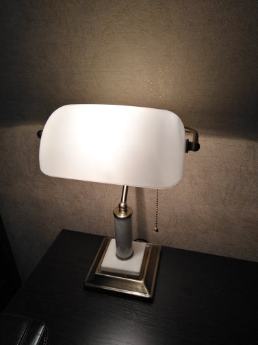 Matt White Glass Bankers Lamp Shade Replacement Cover