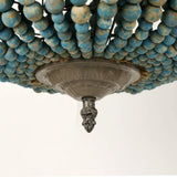 Blue Wood Bead Globe Pendant Light