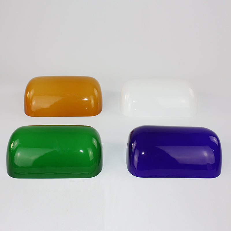 Blue Glass Bankers Lamp Shade Replacement Cover,L8.85" W5.11"/L22.5 W13cm in various colors including green, purple, orange, and white.