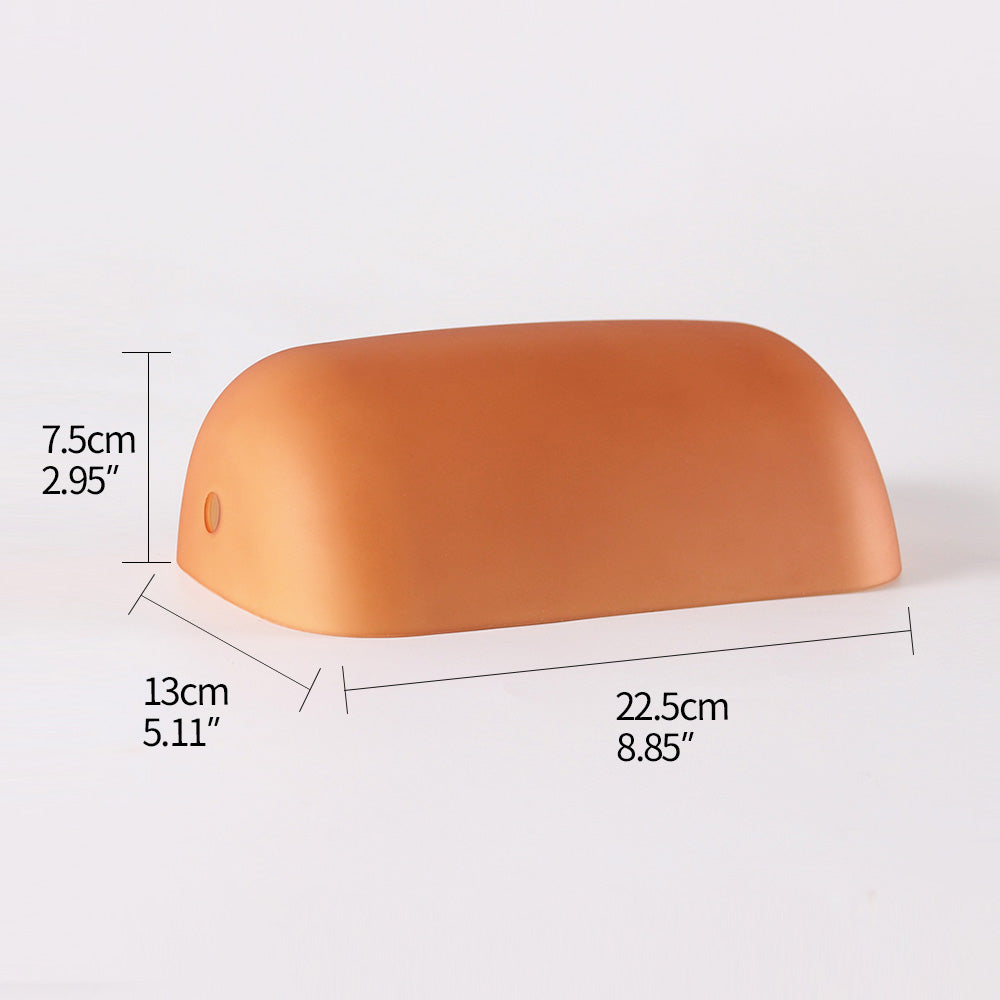 Matt Amber Glass Bankers Lamp Shade Replacement Cover,L8.85" W5.11"/L22.5 W13cm size dimensions displayed