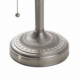 Matted White Glass Banker Lamp ,Sand Nickel Base detailed view of the elegant sand nickel base.