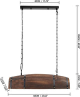 Newrays Antique Wood Wine Barrel pendant Lights for Kitchen Bar hanging light fixture dimensions and design.