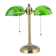 Newrays Green Glass Banker Lamp Double Shade with two green shades and a brass base.