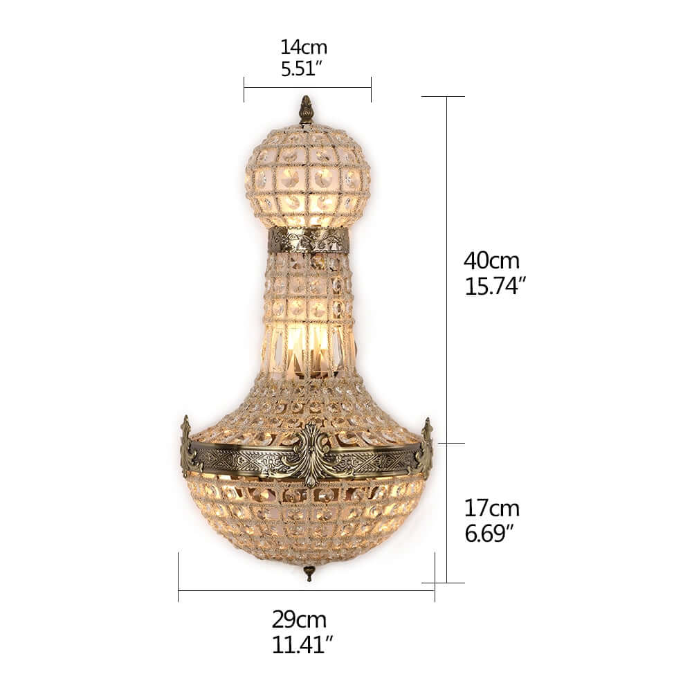 Vintage royal empire crystal wall sconces with intricate metalwork and elegant design, ideal for classic interior decor.