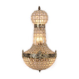 Vintage royal empire crystal wall sconces with intricate metalwork and elegant crystal design.