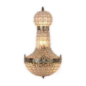 Vintage royal empire crystal wall sconces with intricate metalwork and elegant crystal design.