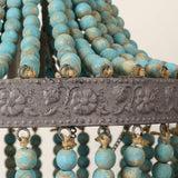 Wood Bead Chandelier Pendant antique Blue Finishing,Plug in