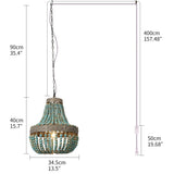 Wood Bead Chandelier Pendant antique Blue Finishing,Plug in